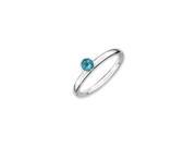 Stackable High Profile 4mm Blue Topaz Silver Ring Size 5