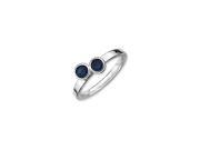 Silver Stackable Double Round Created Sapphire Ring Size 5