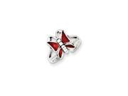 Red Enameled Butterfly Toe Ring in Antiqued Sterling Silver
