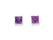 4mm Square Princess Amethyst Stud Earrings in 14K Yellow Gold