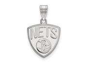 NBA Brooklyn Nets Medium Logo Pendant in 14K White Gold