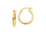 2mm 14K Yellow Gold Polished Square Tube Hoops 20mm 3 4 inch