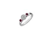 Silver Stackable Rh. Garnet and Diamond Ring Size 10