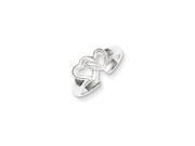 Dual Open Heart Toe Ring in Polished Sterling Silver