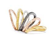 Sterling Silver Stackable Colorful Curved Band Set Size 7