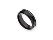 Black Plated Titanium 7mm Grooved Unisex Band Size 13