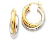 Crossover Double Tube Hoops in 14k Two tone Gold 20mm 3 4 inch