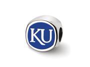 NCAA Sterling Silver The University of Kansas Cushion Shape Bead Charm