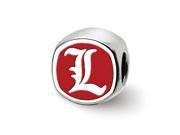 NCAA Sterling Silver U of Louisville Cushion Shaped Logo Bead Charm
