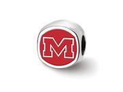 NCAA Sterling Silver U of Mississippi Cushion Shaped Logo Bead Charm