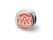 NCAA Sterling Silver Auburn University Cushion Shaped Logo Bead Charm