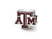 NCAA Sterling Silver Texas A M University aTm Enameled Logo Bead Charm