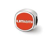 NCAA Sterling Silver University of Miami U Cushion Shaped Bead Charm