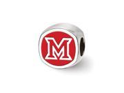 NCAA Sterling Silver Miami U Block M Cushion Shaped Logo Bead Charm