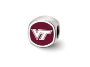 NCAA Sterling Silver Virginia Tech VT Cushion Shaped Logo Bead Charm