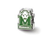 NCAA Sterling Silver Marshall University M w Head Enameled Bead Charm