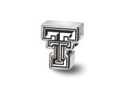 NCAA Sterling Silver Texas Tech University Block TT Enamel Bead Charm