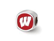 NCAA Sterling Silver University of Wisconsin Cushion Shaped Bead Charm