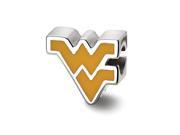 NCAA Sterling Silver West Virginia University WV Enameled Bead Charm