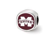 NCAA Sterling Silver Mississippi State U Cushion Shaped Bead Charm