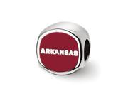 NCAA Sterling Silver U of Arkansas Hog Cushion Shaped Logo Bead Charm
