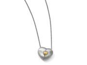 Satin Sterling Silver 14K Gold Plated Magnetic Heart Adj 18in Necklace