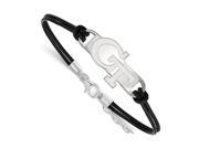 NCAA Sterling Silver Georgia Tech Large Leather Bracelet 7 inch