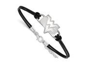 NCAA Sterling Silver West Virginia Univer. Sm Leather Bracelet 7 inch