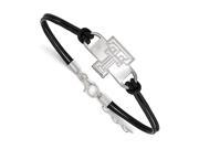 NCAA Sterling Silver Texas Tech Univer. Small Leather Bracelet 7 inch