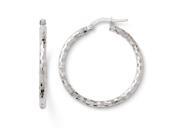 2.25mm Checkered Round Hoops in 14K White Gold, 32mm (1 1/4 Inch) 2.25mm Checkered Round Hoops in 14K White Gold, 32mm (1 1/4 Inch)