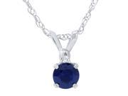 Diamond Blue Sapphire Solitaire Pendant 14K White Gold With 18 Chain