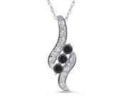 1 3Ct Treated Black White Diamond 3 Stone Pendent 14K White Gold