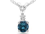 10k White Gold 1 4ct TDW Treated Blue and White Diamond Necklace