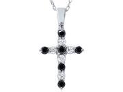 14K 1 2ct Black White Diamond Cross Pendant Necklace