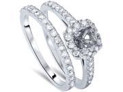 3 4 CTTW Cushion Halo Engagement Bridal Set Setting 14K White Gold
