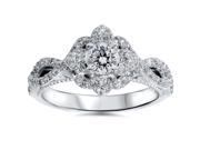 Verona 7 8ct Floral Halo Diamond Blue Sapphire Engagement Ring 14K White Gold