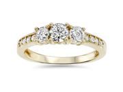 1ct 3 Stone Diamond Engagement Ring 14K Yellow Gold