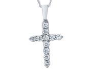 1 2ct Diamond 14K White Gold Cross Pendant Necklace