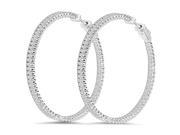 Sparkly 1.86Ct Diamond Inside Outside Hoops High Quality Vault Lock 2 Tall