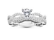 1.00Ct Diamond Engagement Infinity Ring Set 10K White Gold