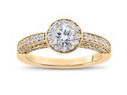 1 ct Diamond Halo Solitaire Engagement Ring 14k Yellow Gold