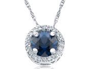 1 2ct Blue Sapphire Diamond Halo Vintage Pendant 14k White Gold 18