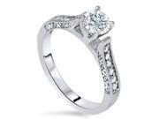 1 2ct Antique Cathedral Diamond Engagement Ring 14K White Gold