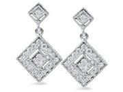 UPC 703610000070 product image for 1/2ct Princess Cut Shape Dangle Diamond Earrings 10K White Gold | upcitemdb.com