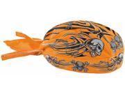 Zan Headgear Flydanna Headwrap Orange Tribal Skull