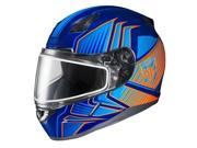 HJC CL 17 Redline Snow Helmet w Frameless Dual Lens Shield Blue Orange MD