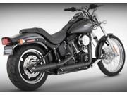 Vance Hines 3 Round Twin Slash Slip on Muffler Black Fits 07 12 Harley FLSTN Softail Deluxe