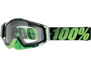100% Racecraft 2013 MX Offroad Clear Lens Goggles Mirrored Metallic Lime Green