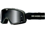 100% Barstow Classic MX Offroad Goggles Black White Silver Lens One Size