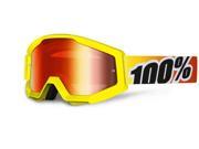 100% Strata MX Goggles Mirror Lens Sunny Days Yellow Red